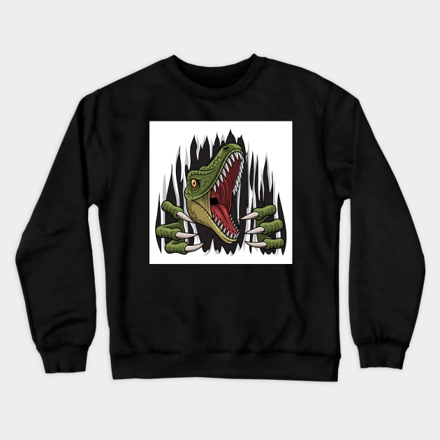 cartoon raptor mascot ripping Crewneck Sweatshirt by Choulous79